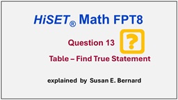 Video: HiSET FPT8 - Question 13