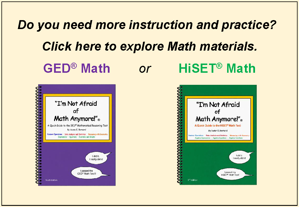 Purchase GED or HiSET math textbooks from I'm Not Afraid Publications